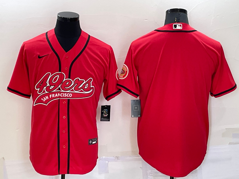 Men's San Francisco 49ers Active Player Custom Red Cool Base Stitched Baseball Jersey Men's San Francisco 49ers Active Player Custom Red Cool Base Stitched Baseball Jersey